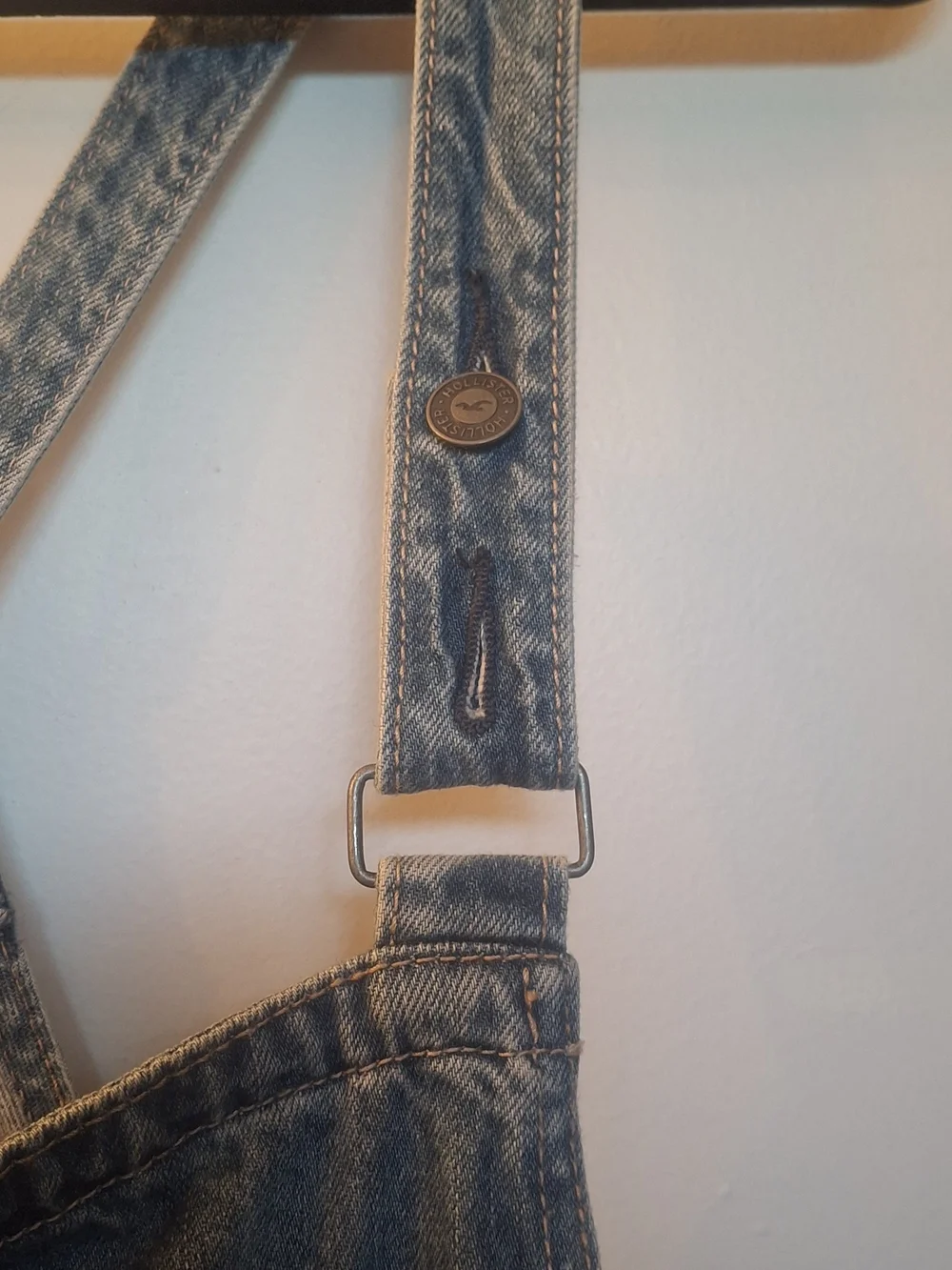 Hollister Light Blue Denim Short Overalls